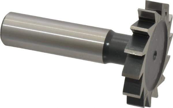 Interstate - 1-1/2" Diam x 1/4" Face Width, Cobalt, 16 Teeth, Shank Connection Woodruff Keyseat Cutter - Uncoated, 2-1/4" OAL x 1/2" Shank, Straight Teeth, ANSI 812, Old Standard 24 - Exact Industrial Supply