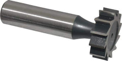 Interstate - 1" Diam x 5/16" Face Width, Cobalt, 12 Teeth, Shank Connection Woodruff Keyseat Cutter - Uncoated, 2-5/16" OAL x 1/2" Shank, Straight Teeth, ANSI 1008, Old Standard B - Exact Industrial Supply