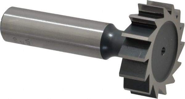 Interstate - 1-1/4" Diam x 3/8" Face Width, Cobalt, 14 Teeth, Shank Connection Woodruff Keyseat Cutter - Uncoated, 2-3/8" OAL x 1/2" Shank, Straight Teeth, ANSI 1210, Old Standard E - Exact Industrial Supply