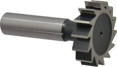 Interstate - 1-3/8" Diam x 3/8" Face Width, Cobalt, 14 Teeth, Shank Connection Woodruff Keyseat Cutter - Uncoated, 2-3/8" OAL x 1/2" Shank, Straight Teeth, ANSI 1211, Old Standard F - Exact Industrial Supply