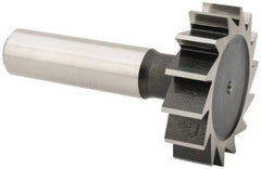 Interstate - 1-1/2" Diam x 3/8" Face Width, Cobalt, 16 Teeth, Shank Connection Woodruff Keyseat Cutter - Uncoated, 2-3/8" OAL x 1/2" Shank, Straight Teeth, ANSI 1212, Old Standard G - Exact Industrial Supply