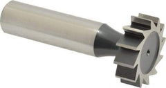 Interstate - 1" Diam x 5/16" Face Width, High Speed Steel, 12 Teeth, Shank Connection Woodruff Keyseat Cutter - Uncoated, 2-5/16" OAL x 1/2" Shank, Straight Teeth, ANSI 1008, Old Standard B - Exact Industrial Supply