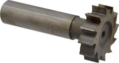 Interstate - 1-1/8" Diam x 5/16" Face Width, High Speed Steel, 12 Teeth, Shank Connection Woodruff Keyseat Cutter - Uncoated, 2-5/16" OAL x 1/2" Shank, Straight Teeth, ANSI 1009, Old Standard C - Exact Industrial Supply