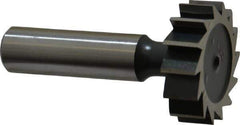 Interstate - 1-1/4" Diam x 3/8" Face Width, High Speed Steel, 14 Teeth, Shank Connection Woodruff Keyseat Cutter - Uncoated, 2-3/8" OAL x 1/2" Shank, Straight Teeth, ANSI 1210, Old Standard E - Exact Industrial Supply