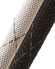 Techflex - Black/White Braided Expandable Cable Sleeve - 50' Coil Length, -103 to 257°F - Exact Industrial Supply