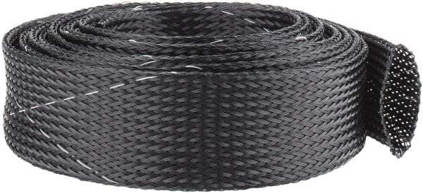 Techflex - Black/White Braided Expandable Cable Sleeve - 10' Coil Length, -103 to 257°F - Exact Industrial Supply