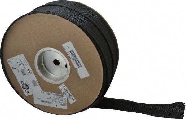 Techflex - Black Braided Expandable Cable Sleeve - 200' Coil Length, -103 to 257°F - Exact Industrial Supply