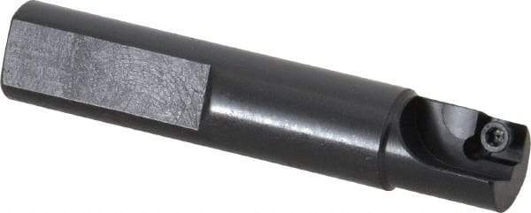 Cutting Tool Technologies - 1/2" Cut Diam, 0.23" Max Depth of Cut, 1/2" Shank Diam, 2.62" OAL, Indexable Square Shoulder Centercutting End Mill - SDEB 21.51 Inserts, Flatted Shank, 90° Lead Angle - Exact Industrial Supply