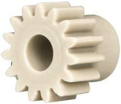 Made in USA - 20 Pitch, 3/4" Pitch Diam, 0.85" OD, 15 Tooth Spur Gear - 3/8" Face Width, 5/16" Bore Diam, 19/32" Hub Diam, 20° Pressure Angle, Acetal - Exact Industrial Supply