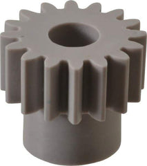 Made in USA - 20 Pitch, 0.8" Pitch Diam, 0.9" OD, 16 Tooth Spur Gear - 3/8" Face Width, 5/16" Bore Diam, 39/64" Hub Diam, 20° Pressure Angle, Acetal - Exact Industrial Supply