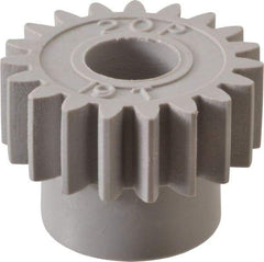 Made in USA - 20 Pitch, 0.95" Pitch Diam, 1.05" OD, 19 Tooth Spur Gear - 3/8" Face Width, 3/8" Bore Diam, 47/64" Hub Diam, 20° Pressure Angle, Acetal - Exact Industrial Supply