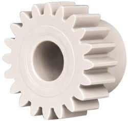 Made in USA - 20 Pitch, 1" Pitch Diam, 1.1" OD, 20 Tooth Spur Gear - 3/8" Face Width, 3/8" Bore Diam, 47/64" Hub Diam, 20° Pressure Angle, Acetal - Exact Industrial Supply