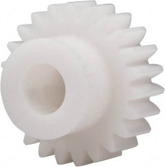 Made in USA - 20 Pitch, 1.15" Pitch Diam, 1-1/4" OD, 23 Tooth Spur Gear - 3/8" Face Width, 3/8" Bore Diam, 47/64" Hub Diam, 20° Pressure Angle, Acetal - Exact Industrial Supply