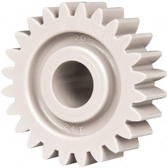 Made in USA - 20 Pitch, 1.2" Pitch Diam, 1.3" OD, 24 Tooth Spur Gear - 3/8" Face Width, 3/8" Bore Diam, 47/64" Hub Diam, 20° Pressure Angle, Acetal - Exact Industrial Supply
