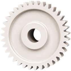 Made in USA - 20 Pitch, 1-3/4" Pitch Diam, 1.85" OD, 35 Tooth Spur Gear - 3/8" Face Width, 3/8" Bore Diam, 47/64" Hub Diam, 20° Pressure Angle, Acetal - Exact Industrial Supply