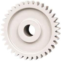 Made in USA - 20 Pitch, 1-3/4" Pitch Diam, 1.85" OD, 35 Tooth Spur Gear - 3/8" Face Width, 3/8" Bore Diam, 47/64" Hub Diam, 20° Pressure Angle, Acetal - Exact Industrial Supply