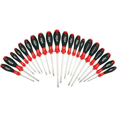 Wiha - 20 Piece Slotted, Phillips, Torx, Square & Pozidriv Screwdriver Set - Bit Sizes: Philips #0, #1 & #2, Posidriv Point #1 & #2, Torx T-6, T-8, T-10, T-15, T-20, T-25 & T-30, Comes in Box - Exact Industrial Supply