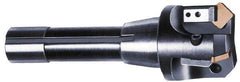 APT - 45° Lead Angle, 2" Max Cut Diam, 2" Min Cut Diam, 5/16" Max Depth of Cut, Indexable Chamfer and Angle End Mill - 3 Inserts, SPG, SPU Insert Style, 3" OAL, Straight Shank - Exact Industrial Supply