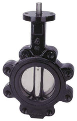 Apollo - 6" Pipe, Lug Butterfly Valve - Bare Stem Handle, Cast Iron Body, Buna-N Seat, 200 WOG, PTFE Disc, Stainless Steel Stem - Exact Industrial Supply