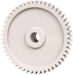 Made in USA - 20 Pitch, 2-1/2" Pitch Diam, 2.6" OD, 50 Tooth Spur Gear - 3/8" Face Width, 3/8" Bore Diam, 3/4" Hub Diam, 20° Pressure Angle, Acetal - Exact Industrial Supply