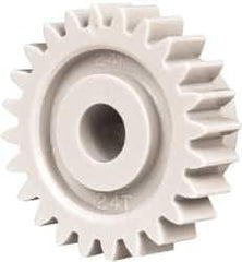 Made in USA - 24 Pitch, 1" Pitch Diam, 1.083" OD, 24 Tooth Spur Gear - 1/4" Face Width, 1/4" Bore Diam, 5/8" Hub Diam, 20° Pressure Angle, Acetal - Exact Industrial Supply