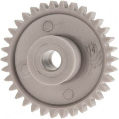 Made in USA - 24 Pitch, 1.416" Pitch Diam, 1-1/2" OD, 34 Tooth Spur Gear - 1/4" Face Width, 1/4" Bore Diam, 39/64" Hub Diam, 20° Pressure Angle, Acetal - Exact Industrial Supply