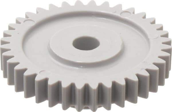 Made in USA - 24 Pitch, 1-1/2" Pitch Diam, 1.583" OD, 36 Tooth Spur Gear - 1/4" Face Width, 1/4" Bore Diam, 5/8" Hub Diam, 20° Pressure Angle, Acetal - Exact Industrial Supply