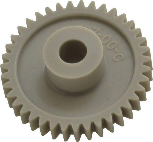 Made in USA - 48 Pitch, 1-5/8" Pitch Diam, 1.708" OD, 39 Tooth Spur Gear - 1/4" Face Width, 5/16" Bore Diam, 43/64" Hub Diam, 20° Pressure Angle, Acetal - Exact Industrial Supply