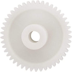 Made in USA - 24 Pitch, 1-7/8" Pitch Diam, 1.958" OD, 45 Tooth Spur Gear - 1/4" Face Width, 5/16" Bore Diam, 43/64" Hub Diam, 20° Pressure Angle, Acetal - Exact Industrial Supply