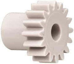 Made in USA - 32 Pitch, 1/2" Pitch Diam, 9/16" OD, 16 Tooth Spur Gear - 3/16" Face Width, 5/32" Bore Diam, 11/32" Hub Diam, 20° Pressure Angle, Acetal - Exact Industrial Supply