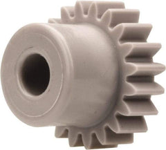 Made in USA - 32 Pitch, 5/8" Pitch Diam, 11/16" OD, 20 Tooth Spur Gear - 3/8" Face Width, 3/16" Bore Diam, 15/32" Hub Diam, 20° Pressure Angle, Acetal - Exact Industrial Supply