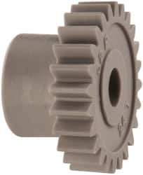 Made in USA - 32 Pitch, 3/4" Pitch Diam, 13/16" OD, 24 Tooth Spur Gear - 3/16" Face Width, 3/16" Bore Diam, 1/2" Hub Diam, 20° Pressure Angle, Acetal - Exact Industrial Supply