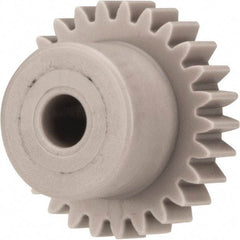 Made in USA - 32 Pitch, 13/16" Pitch Diam, 7/8" OD, 26 Tooth Spur Gear - 3/16" Face Width, 3/16" Bore Diam, 9/16" Hub Diam, 20° Pressure Angle, Acetal - Exact Industrial Supply