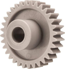 Made in USA - 32 Pitch, 1-3/16" Pitch Diam, 1-1/4" OD, 38 Tooth Spur Gear - 3/16" Face Width, 1/4" Bore Diam, 39/64" Hub Diam, 20° Pressure Angle, Acetal - Exact Industrial Supply