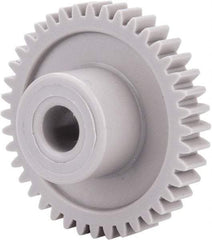 Made in USA - 32 Pitch, 1-1/4" Pitch Diam, 1-5/16" OD, 40 Tooth Spur Gear - 3/16" Face Width, 1/4" Bore Diam, 39/64" Hub Diam, 20° Pressure Angle, Acetal - Exact Industrial Supply