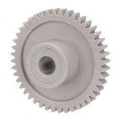 Made in USA - 32 Pitch, 1-3/8" Pitch Diam, 1-7/16" OD, 44 Tooth Spur Gear - 3/16" Face Width, 1/4" Bore Diam, 39/64" Hub Diam, 20° Pressure Angle, Acetal - Exact Industrial Supply