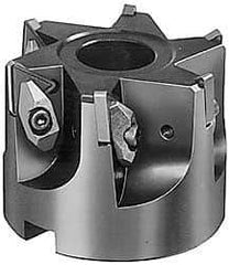 APT - 7 Inserts, 5" Cut Diam, 1-1/2" Arbor Diam, 2-3/4" Max Depth of Cut, Indexable Square-Shoulder Face Mill - 0/90° Lead Angle, 2-3/4" High, TNMG 43. Insert Compatibility, Series DM - Exact Industrial Supply