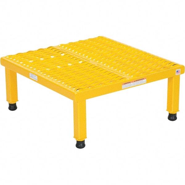 Vestil - 9" High x 24" Wide x 24" Deep, Yellow Step Stand - Steel, 500 Lb Capacity - Exact Industrial Supply