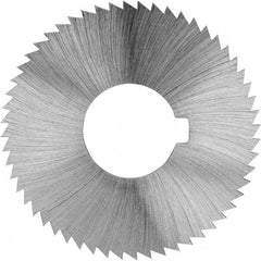 Made in USA - 2-3/4" Diam x 0.006" Blade Thickness x 1" Arbor Hole Diam, 72 Tooth Slitting and Slotting Saw - Arbor Connection, Right Hand, Uncoated, High Speed Steel, Concave Ground, Contains Keyway - Exact Industrial Supply