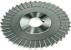 Made in USA - 4" Blade Diam x 3/16" Blade Thickness, 1-1/4" Hole, 36 Teeth, Cobalt Side Chip Saw - Straight Tooth, Arbor Connection, Right Hand Cut, TiN, with Keyway - Exact Industrial Supply