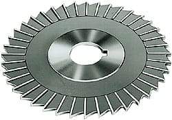 Made in USA - 6" Blade Diam x 3/8" Blade Thickness, 1" Hole, 48 Teeth, High Speed Steel Side Chip Saw - Straight Tooth, Arbor Connection, Right Hand Cut, Uncoated, with Keyway - Exact Industrial Supply