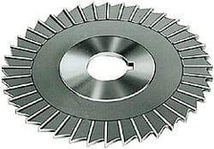 Made in USA - 4" Blade Diam x 1/8" Blade Thickness, 1-1/4" Hole, 36 Teeth, High Speed Steel Side Chip Saw - Straight Tooth, Arbor Connection, Right Hand Cut, Uncoated, with Keyway - Exact Industrial Supply