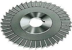 Made in USA - 4" Blade Diam x 1/4" Blade Thickness, 1-1/4" Hole, 36 Teeth, Cobalt Side Chip Saw - Straight Tooth, Arbor Connection, Right Hand Cut, TiN, with Keyway - Exact Industrial Supply