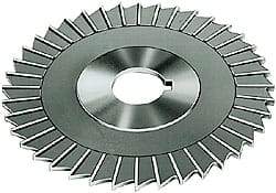 Made in USA - 6" Blade Diam x 3/16" Blade Thickness, 1-1/4" Hole, 48 Teeth, Cobalt Side Chip Saw - Straight Tooth, Arbor Connection, Right Hand Cut, TiN, with Keyway - Exact Industrial Supply