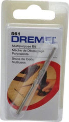 Dremel - 1/8" Cutting Diam, Upcut Spiral Router Bit - Uncoated, Right Hand Cut, High Speed Steel, 1-25/64" OAL x 1/8" Shank Diam, Cut-Out, 45° Helix Angle - Exact Industrial Supply