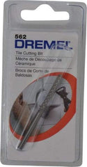 Dremel - 1/8" Diam, High Speed Steel Diamond Pattern Router Bit - Right Hand Cut, 61mm Overall Length, 1/8" Shank Diam, Use on Cement Board, Ceramic Wall Tile, Plaster - Exact Industrial Supply