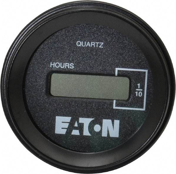 Durant - Supertwist LCD Display Hour Meter - 58.4mm High, 48DC-150DC Voltage, Solid State Hourmeter Round - Exact Industrial Supply