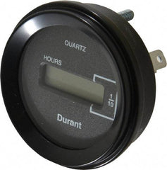 Durant - Supertwist LCD Display Hour Meter - 58.4mm High, 12VDC-60VAC Voltage, Solid State Hourmeter Round - Exact Industrial Supply