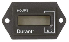 Durant - Supertwist LCD Display Hour Meter - 31.1mm High, 12VDC-60VAC Voltage, Solid State Hourmeter Rectangular - Exact Industrial Supply