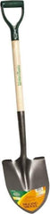 UnionTools - 11-1/2" High x 8-5/8" Wide Round Steel Shovel - 28" Long Wood D-Grip Handle, Front Turned - Exact Industrial Supply